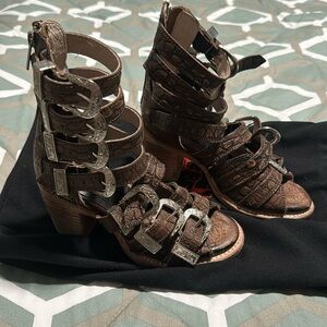 Freebird Brown Strappy Sandals